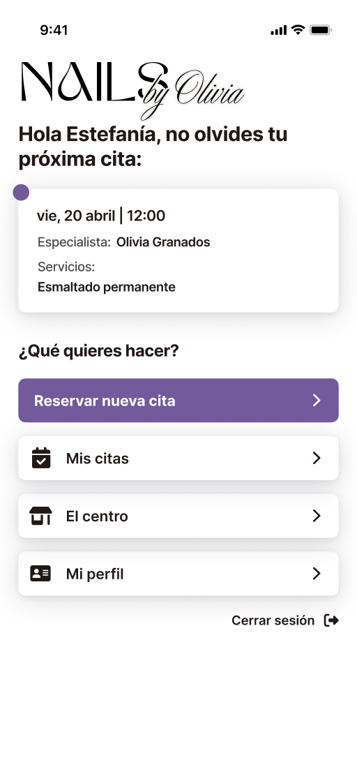 App de centro de uñas con marca propia